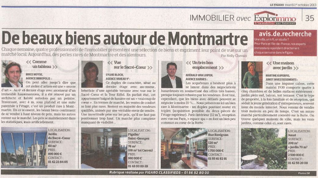 Article de journal Le Figaro sur l'immobilier