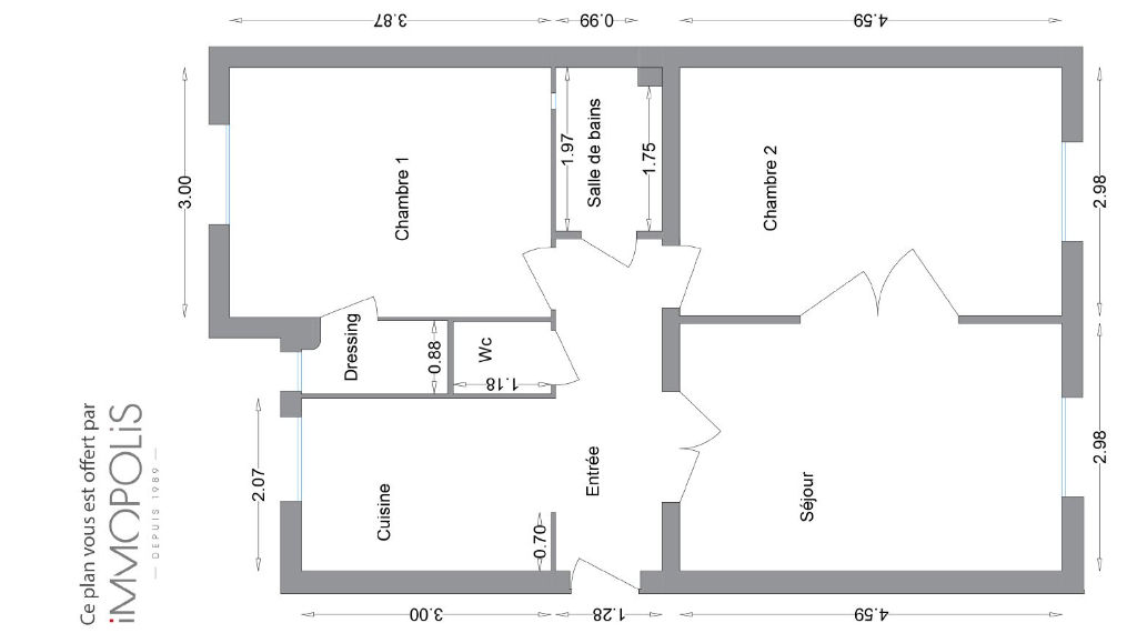 Exclusive: beautiful 3 rooms with perfect, clear and calm plan, 55.21 m² with few screws! 6