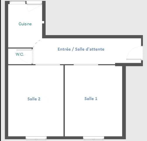 2 pièce(s) 44.53 m2 en RDC avec usage autre que habitation : idéal pour bureau, pour habitation ou pour cabinet médical 10