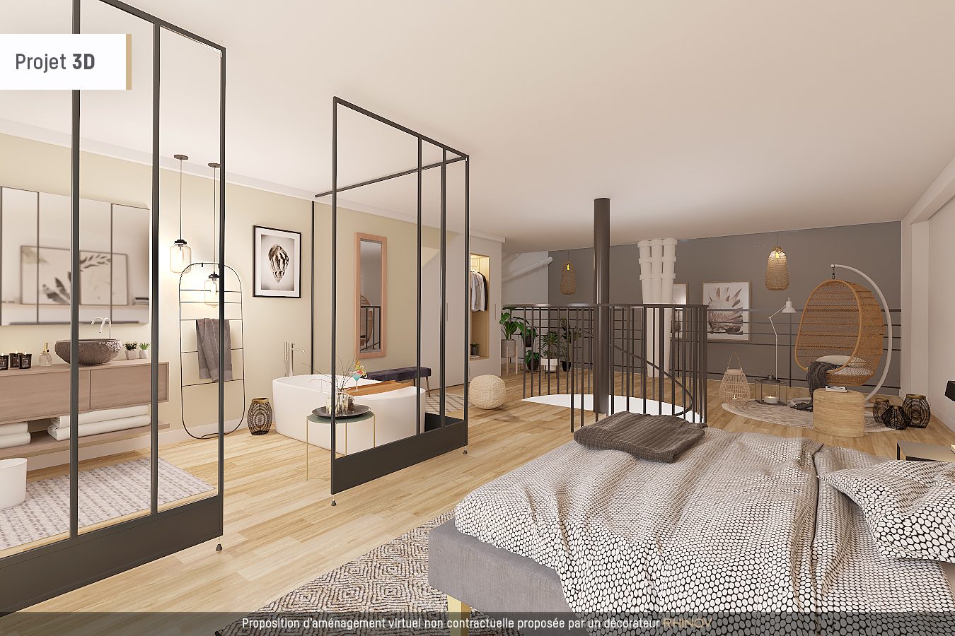 LOFT / ATELIER D’ARTISTE totalement atypique, en OPEN-SPACE sur trois niveaux avec DEUX VERRIÈRES donnant sur cour calme ! 8