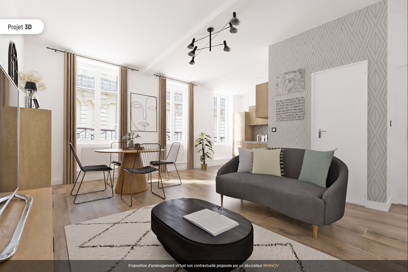 Ramey village, large 2 rooms of 44 m2, refurbished 1